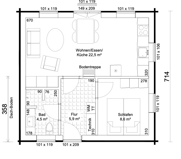 Granille Zeichnung 1 Granille Grundriss 1